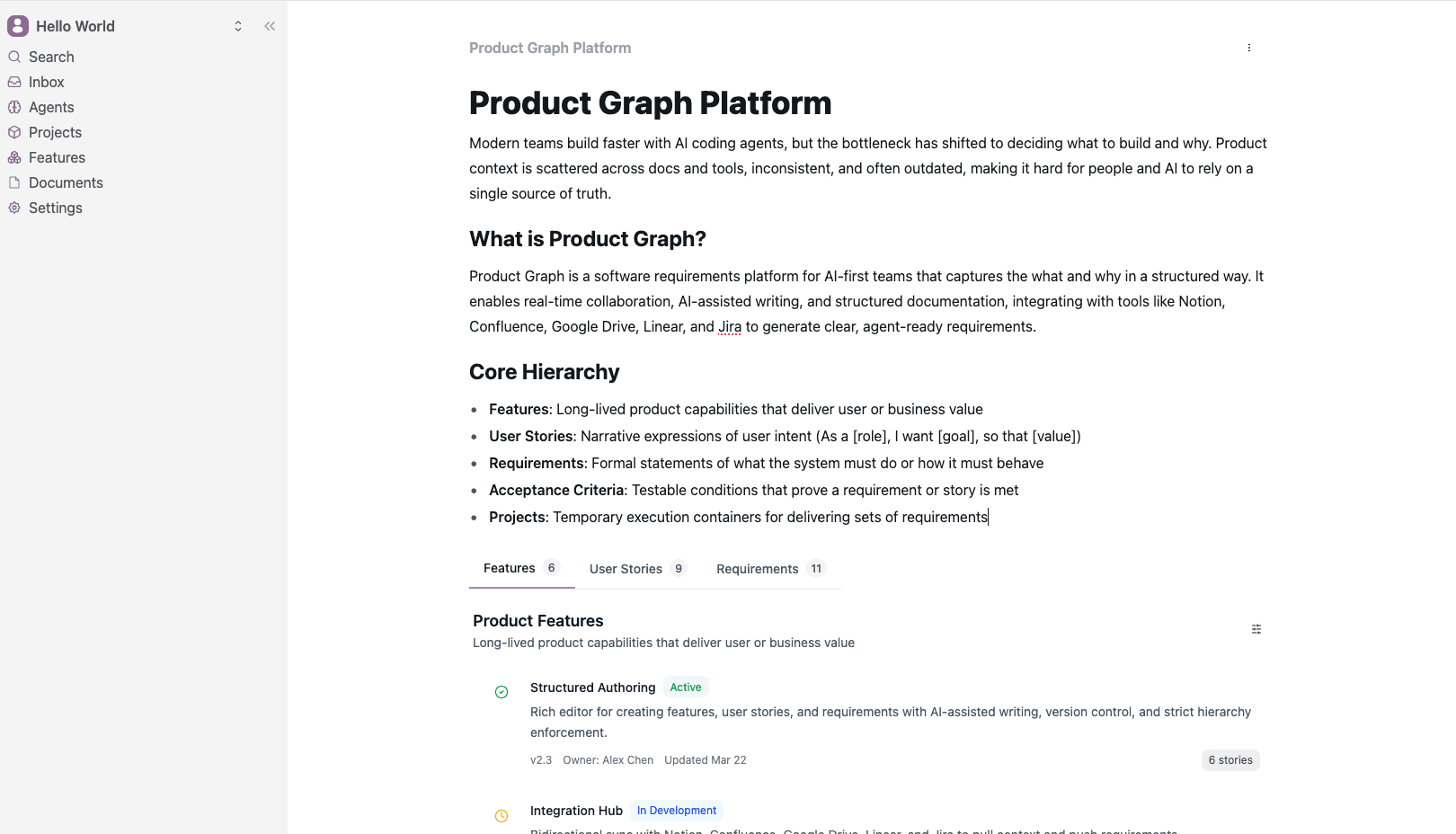 Create agent-ready requirements faster with our AI-native product graph.
