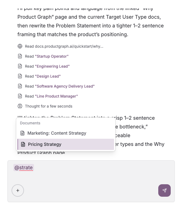 Adding attachments and artifact mentions in chat